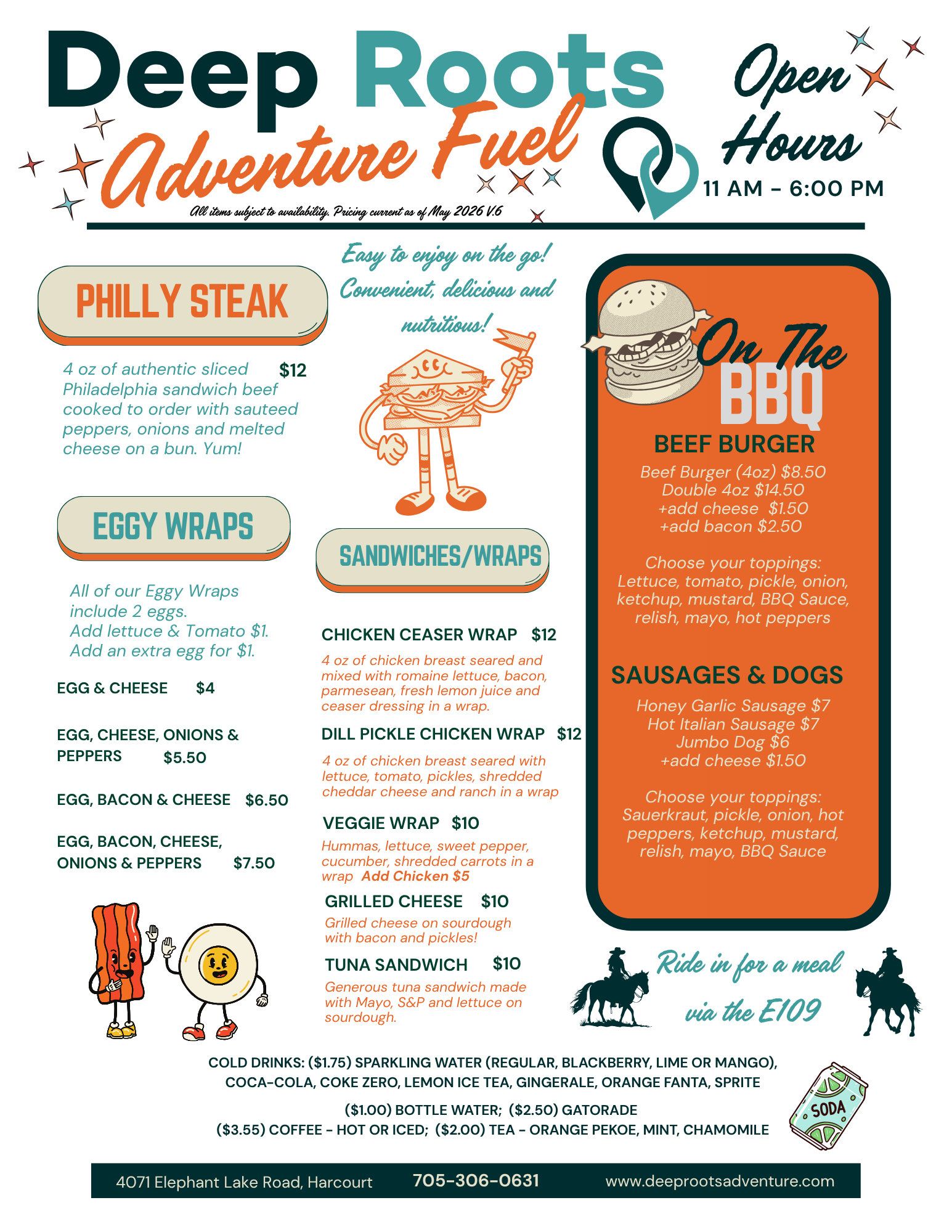 Menu for Adventure Fuel
